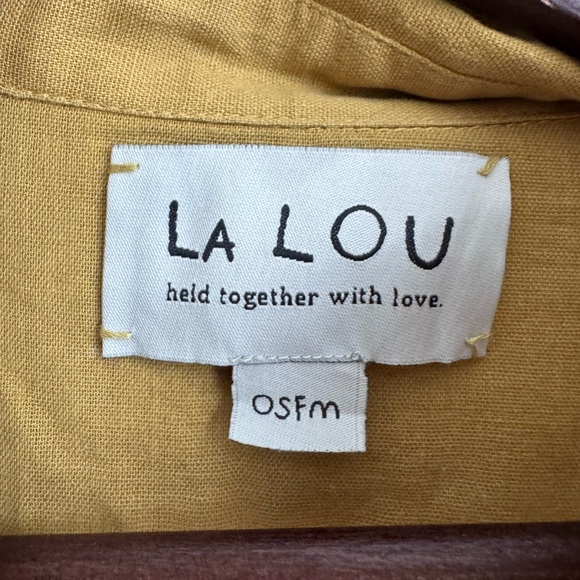 La Lou Everyday Dress Golden Yellow One size fits Most cotton Flax Lagenlook - Picture 3 of 12